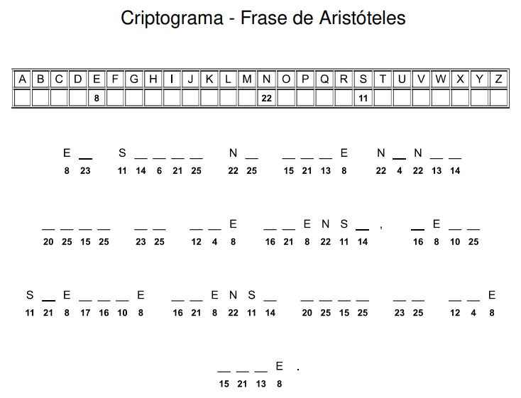 Criptograma para imprimir - Frase de Aristóteles