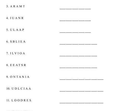 Pasatiempo de palabras desordenadas para imprimir - Nombres de mujer