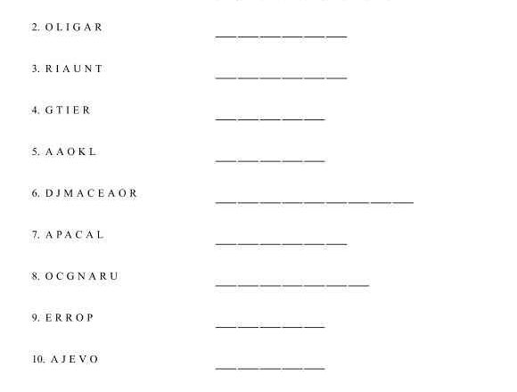 Pasatiempo de palabras desordenadas para imprimir – Nombres de mamíferos