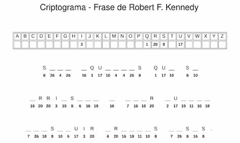 Criptograma para imprimir - Frase de Robert F Kennedy