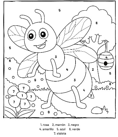 Dibujo de abeja para colorear por números