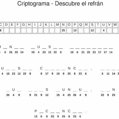 Criptograma para imprimir - Descubre el refrán