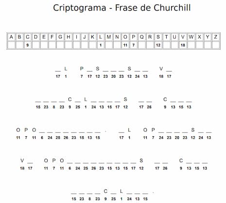 Criptograma para imprimir - Frase de Churchill