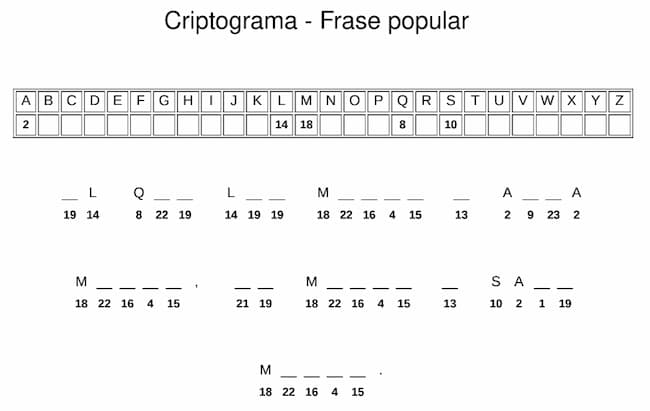 Criptograma para imprimir - Frase popular
