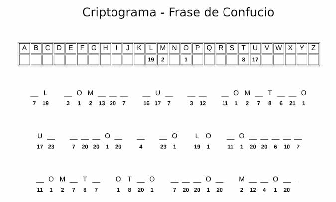 Criptograma para imprimir - Frase de Confucio