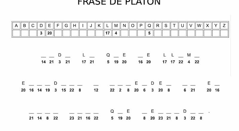 Criptograma para imprimir - Frase de Platón