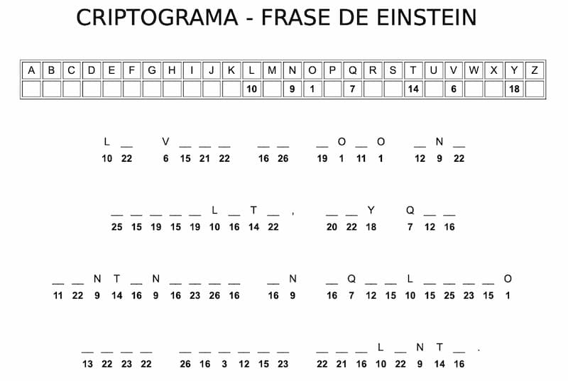 Criptograma para imprimir - Frase de Einstein