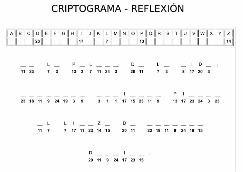 Criptograma para imprimir - Una reflexión