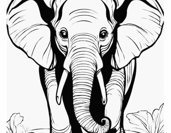 Dibujo para imprimir y colorear - Elefante