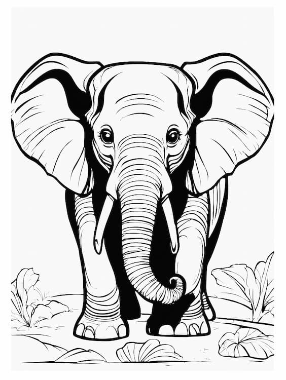 Dibujo para imprimir y colorear - Elefante