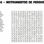Sopa de letras para imprimir - Instrumentos de percusión