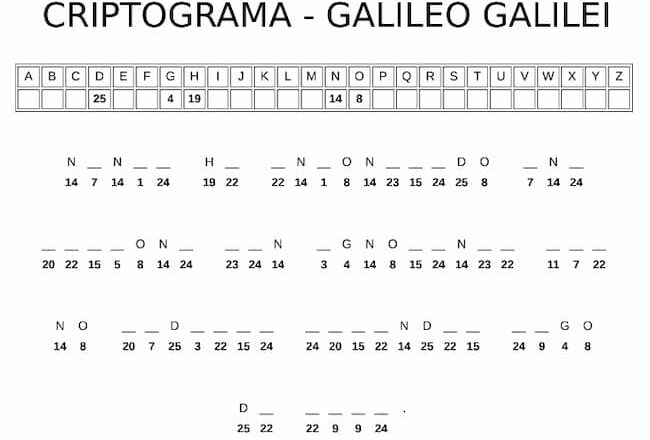 Criptograma para imprimir - Frase de Galileo Galilei