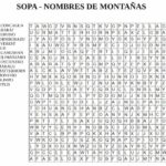 Sopa de letras para imprimir - Nombres de Montañas