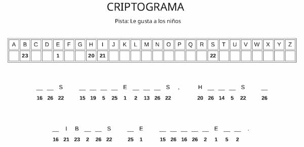 Criptograma para imprimir - Le gusta a los niños
