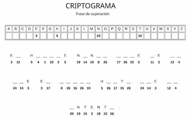 Criptograma para imprimir - Frase de superación