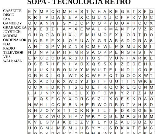 Sopa de letras para imprimir – Tecnología Retro