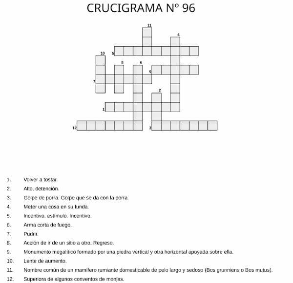 Crucigrama para imprimir 96