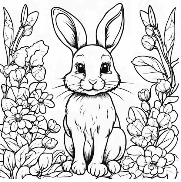 Dibujo para imprimir y colorear - Un simpático conejo