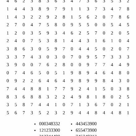 Sopa numérica para imprimir 90