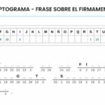 Criptograma para imprimir – Frase sobre el Firmamento Criptograma para imprimir – Frase sobre el Firmamento