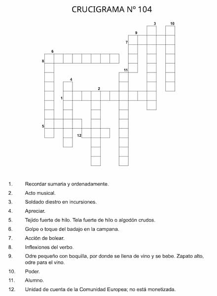Crucigrama para imprimir 104