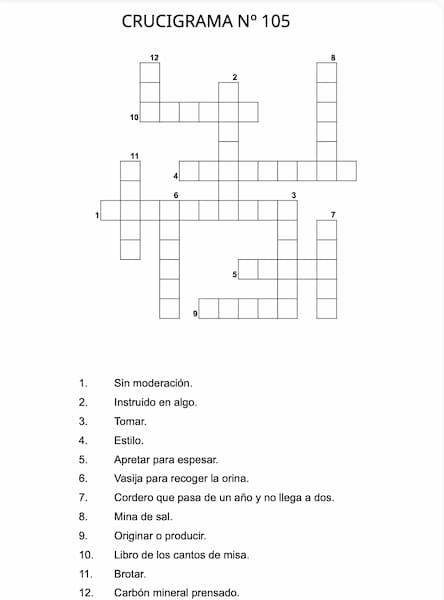 Crucigrama para imprimir 105