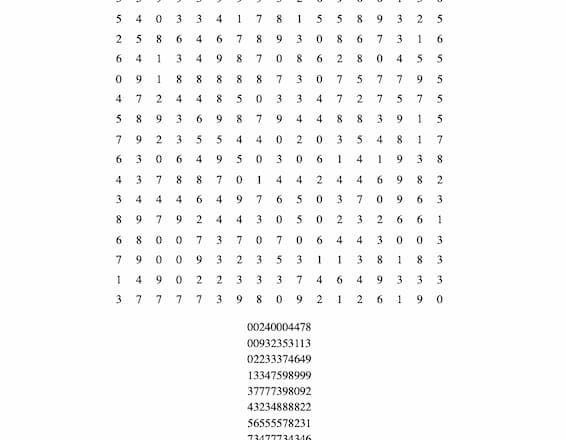 Sopa numérica para imprimir 99