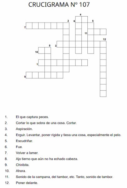Crucigrama para imprimir 107