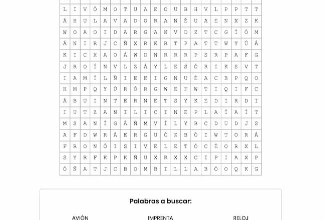 Sopa de letras para imprimir – Inventos que cambiaron la historia