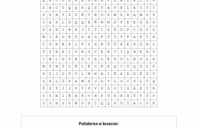 Sopa de letras para imprimir – Palabras palíndromas