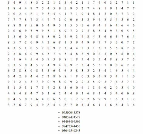 Sopa numérica para imprimir 102