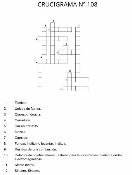 Crucigrama para imprimir 108
