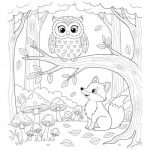 Dibujo para imprimir y colorear - Escena del bosque