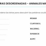 Pasatiempo de palabras desordenadas – Animales Marinos Pasatiempo de palabras desordenadas – Animales Marinos