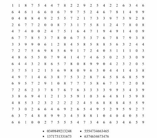 Sopa numérica para imprimir 103