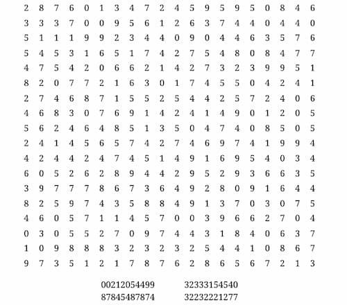 Sopa numérica para imprimir 104